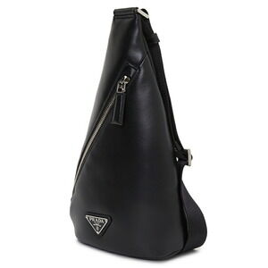 Prada leather black sling backpack